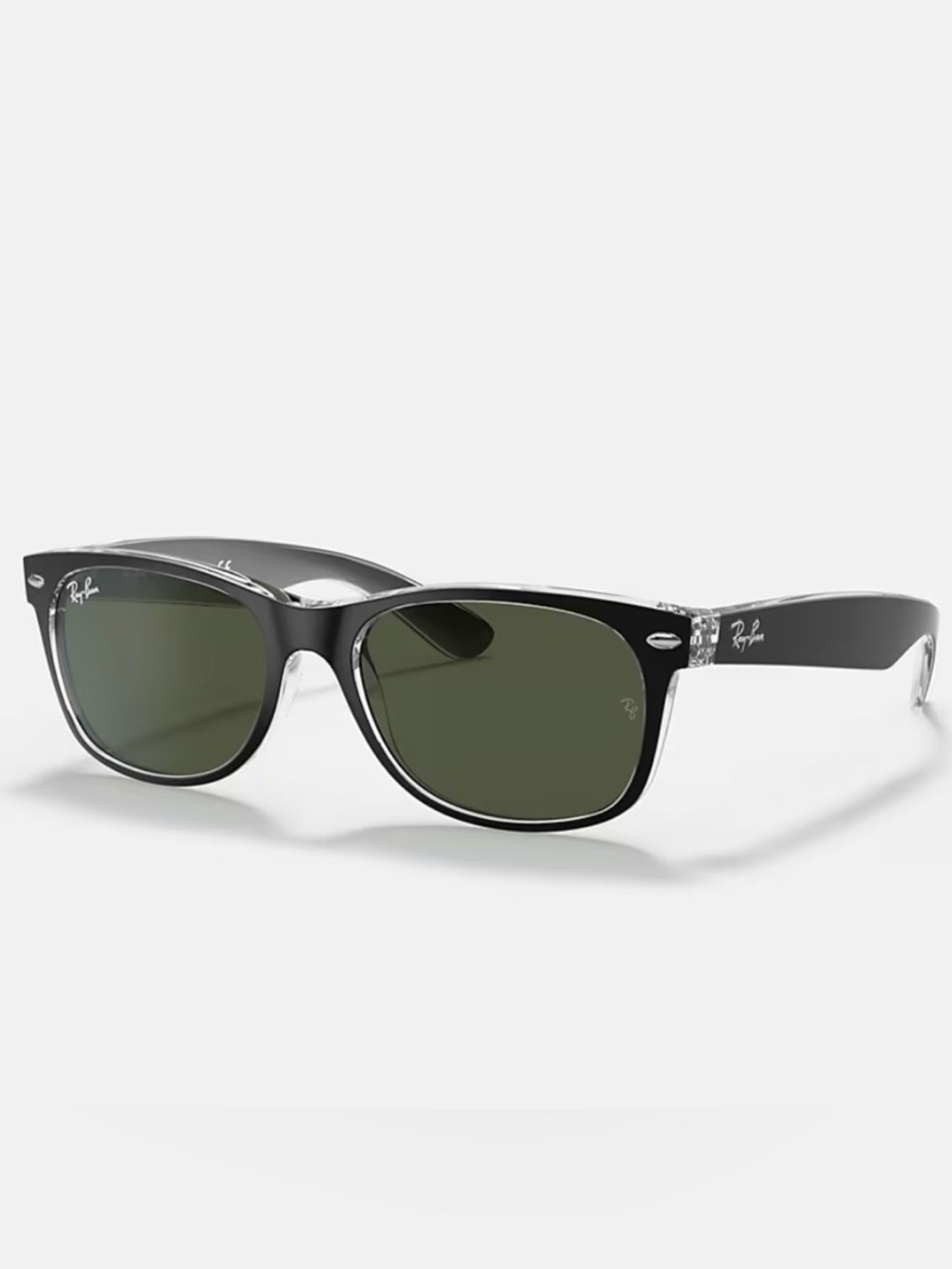 Ray-Ban Black Frame Sunglasses with Dark Green Lenses